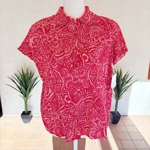 IB Diffusion Petite Red Floral Button Up Shirt Size Petite XL